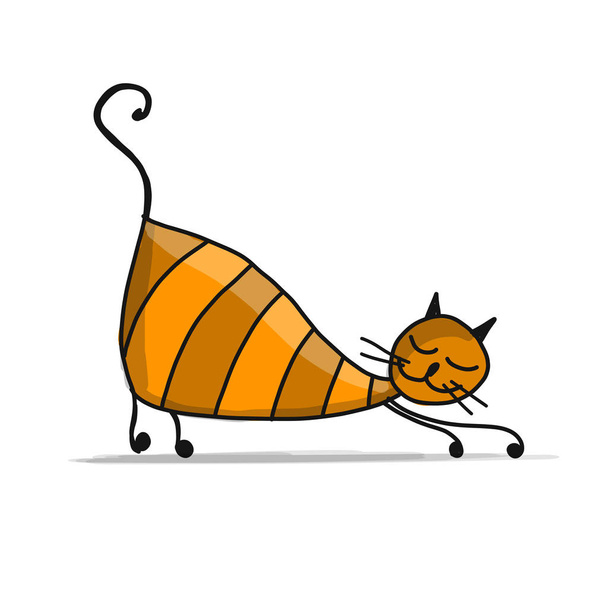 Cute striped cat, sketch for your design - Vetor, Imagem