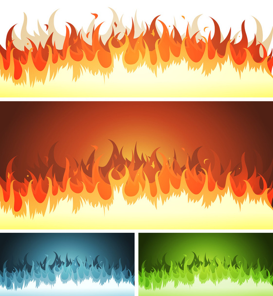 Пожежа, спалювання вогонь і полум'я набір - Вектор, зображення