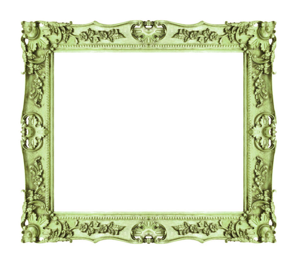 Antiker grüner Rahmen isoliert auf weißem Hintergrund, Clipping-Pfad. - Foto, Bild