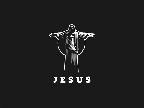 Jesus raised his hands in prayer.  - Vector, Image