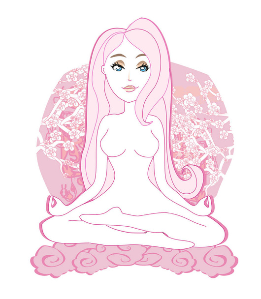 Yoga girl in lotus position - ベクター画像