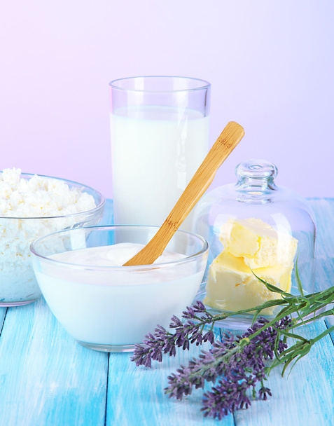 Glass of milk and cheese on light background - Φωτογραφία, εικόνα