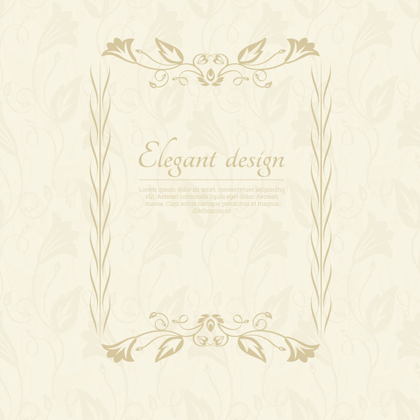 Decorative template of a frame.Ornament with the place for the text.Wedding invitation, birthday and other festive actions.East flower design.Vector illustration. - Vektör, Görsel