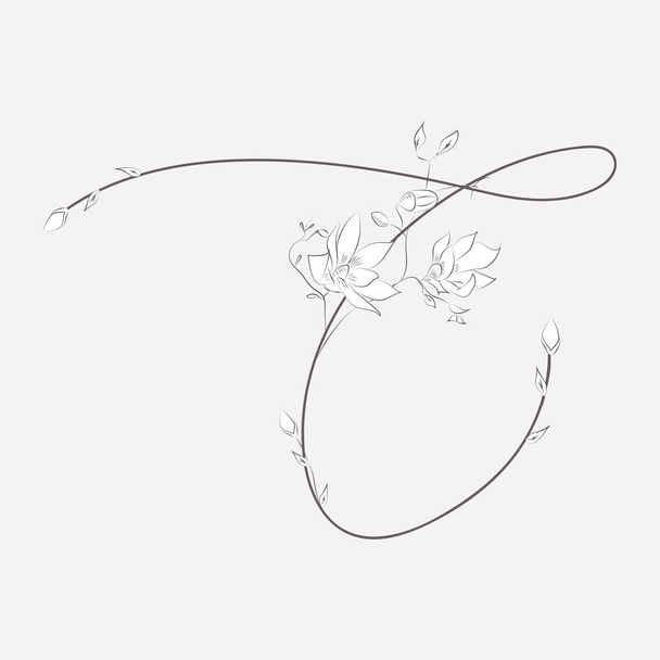 Vector Hand Drawn floral C monogram and logo - Vecteur, image