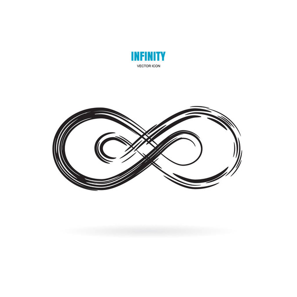 Black brush stroke infinity, moebius vector symbol, logo or limitless sign isolated on white background. Creative infinite or eternity endless icon - Vector, Image