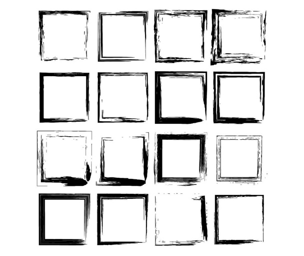 Set zwarte rechthoek empy grunge frames. Vectorillustratie.  - Vector, afbeelding