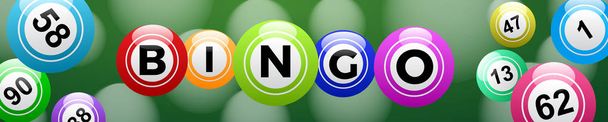 Bingo loterie, záhlaví pozadí vektorová design, kuličky štěstí a čísla Lotto  - Vektor, obrázek