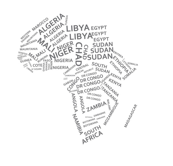 Afrikan osavaltion nimikartta. vektorikuvaus
 - Vektori, kuva