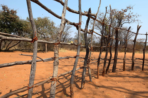 ナミビアの牧草地フェンス - 写真・画像