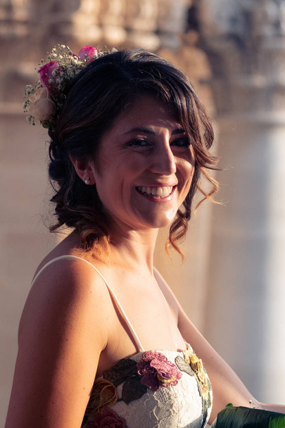 Portrait of a Bride Iin Front of Siracusas Cathedral - Photo, Image