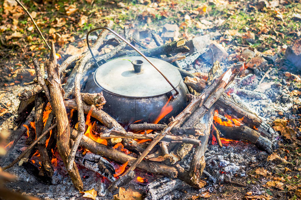 Cooking in a pot in the nature - Zdjęcie, obraz