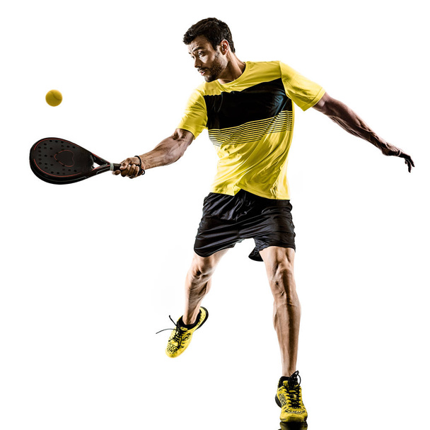 Padel tennis player man isolated white background - Foto, afbeelding