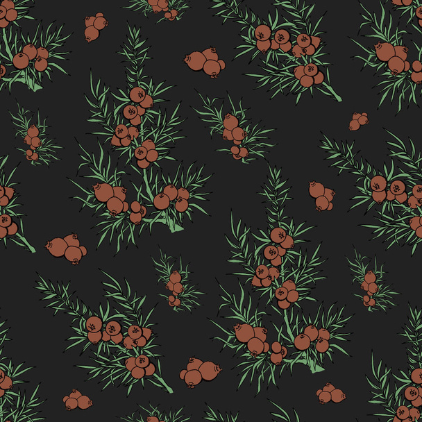 juniper. berries and branches. pattern with plants. evergreen. pattern with juniper. Use for background, wallpaper, cards, invitations, fabric. - 写真・画像