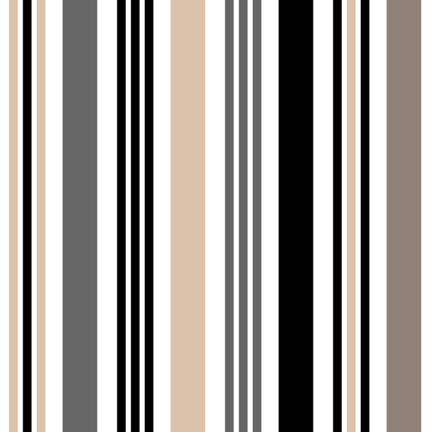 Naadloze strookpatroon met zwart, beige en wit parallelle verticale streep. Vector abstracte achtergrond. eps10 - Vector, afbeelding