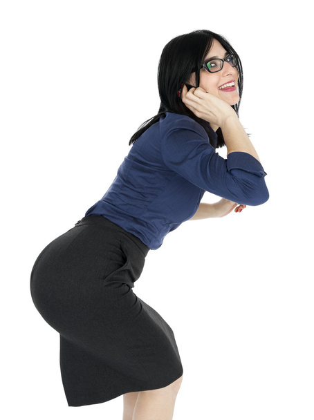 γυναίκα των επιχειρήσεων goofing στο τηλέφωνο - Φωτογραφία, εικόνα