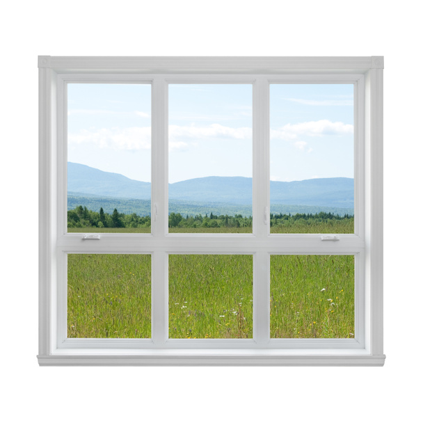 Paisaje de verano visto por la ventana
 - Foto, Imagen