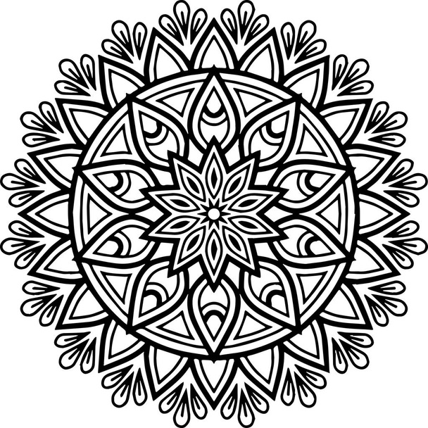 Mandala pattern black and white good mood - Wektor, obraz