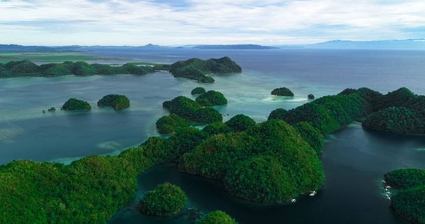 Vue aérienne du lagon de Sugba. Beau paysage avec lagune de mer bleue, parc national, île de Siargao, Philippines
. - Photo, image