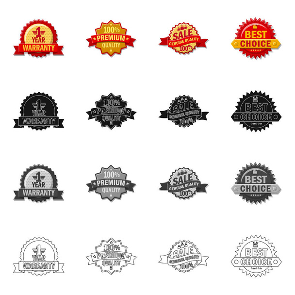 Vector design of emblem and badge sign. Collection of emblem and sticker stock symbol for web. - Vektori, kuva