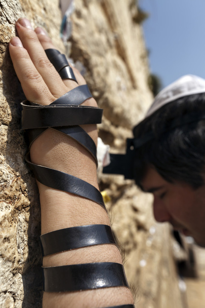 Żyd, modląc się na zachodniej ścianie - Zdjęcie, obraz