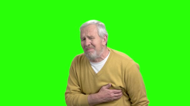 Mature man with heart attack, green screen. - Footage, Video