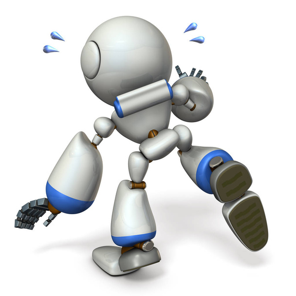 A cute robot that follows something. He is on the verge of falling. 3D illustration - Photo, Image