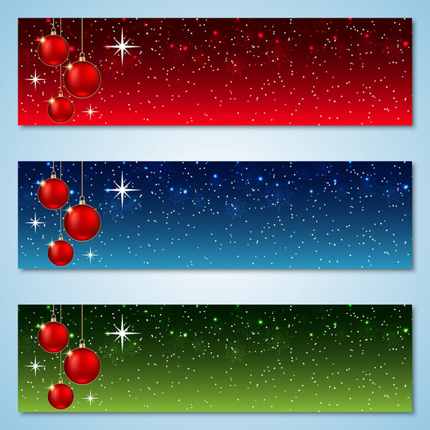 Christmas and New Year horizontal colorful vector banners collection - ベクター画像