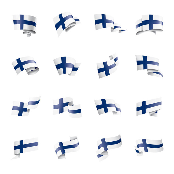 Vlajka Finska, vektorové ilustrace na bílém pozadí - Vektor, obrázek