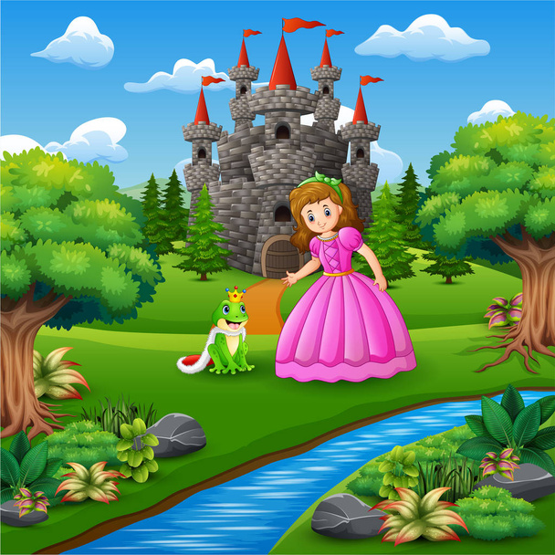 Прекрасная сказка Принцесса и лягушачий принц
 - Вектор,изображение