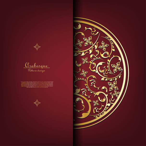 Arabesque Thai element pattern gold background card template vector design - Vektor, Bild