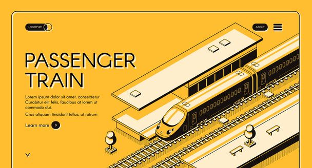 Travel with speed railway vector website template - Vector, Image