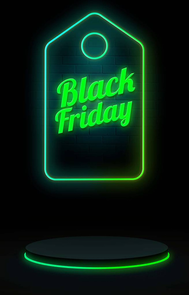 Black friday promotional banner text neon - Photo, Image