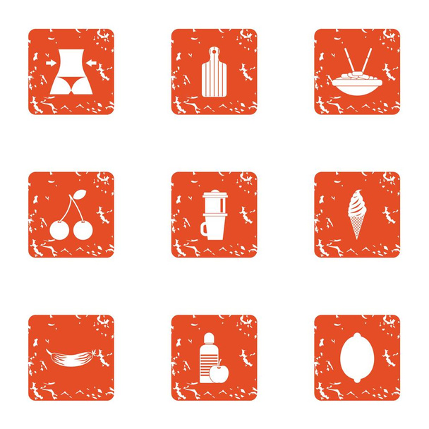Body weight icons set, grunge style - Vecteur, image