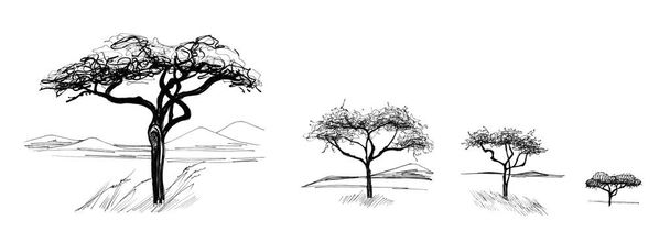 Árvore africana desenhada à mão (originais, sem rastreamento
) - Foto, Imagem