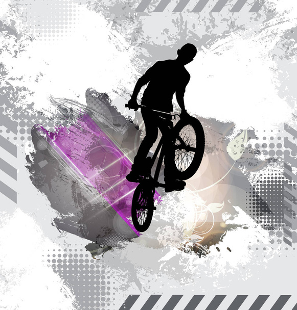 Silhouette eines Fahrradfahrers, Vektorillustration. - Vektor, Bild