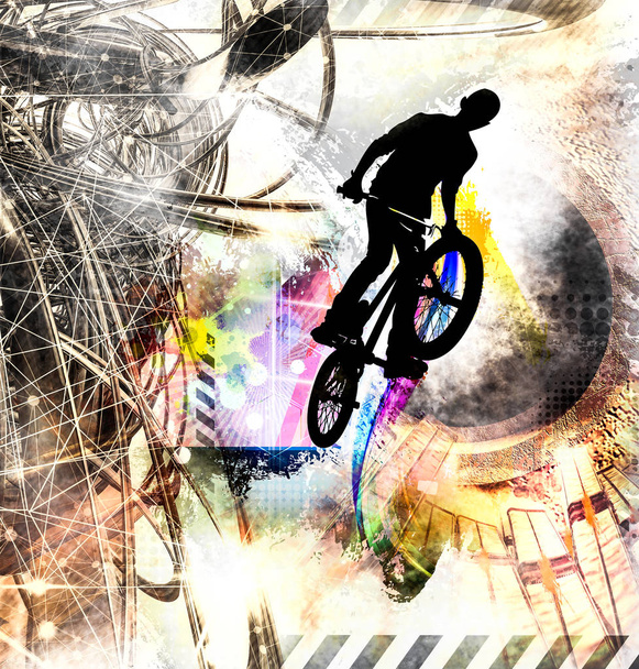 Silhouette eines Fahrradfahrers, Vektorillustration. - Foto, Bild