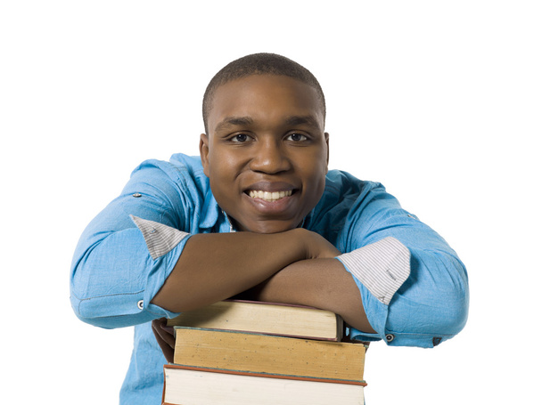 un estudiante feliz sosteniendo libros
 - Foto, Imagen