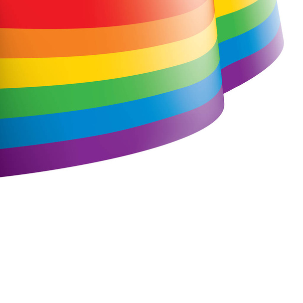 Vetor uma bandeira do arco-íris acenando no fundo branco - Vetor, Imagem