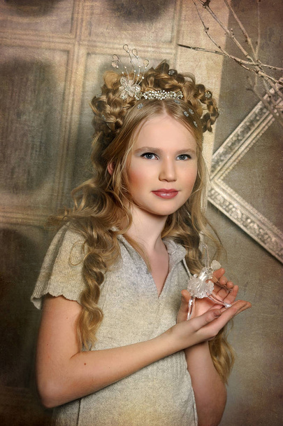 Fairy: winter portrait of young girl - Fotografie, Obrázek