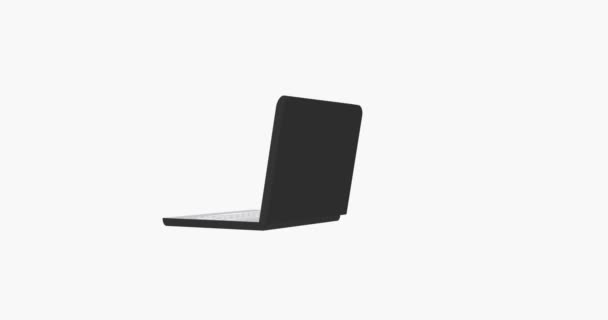 laptop kuvake tasainen tyyli pyörii valkoisella taustalla
 - Materiaali, video