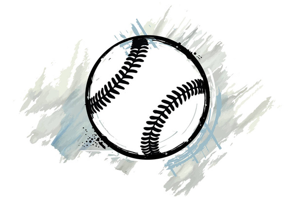 Baseballball mit Aquarell-Effekt. Vektorillustration. - Vektor, Bild