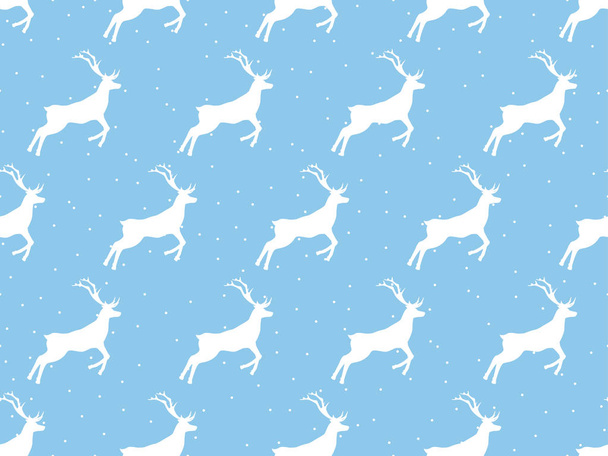 Seamless pattern with deer and snowflakes. Winter and Christmas pattern. Vector illustration - Вектор, зображення