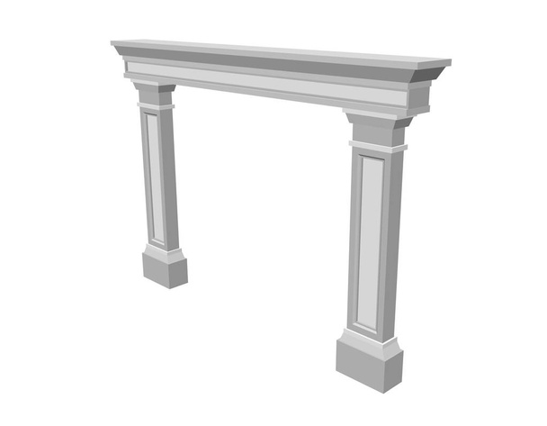 Arch from pilasters. Isolated on white background. 3d Vector illustration.  - ベクター画像