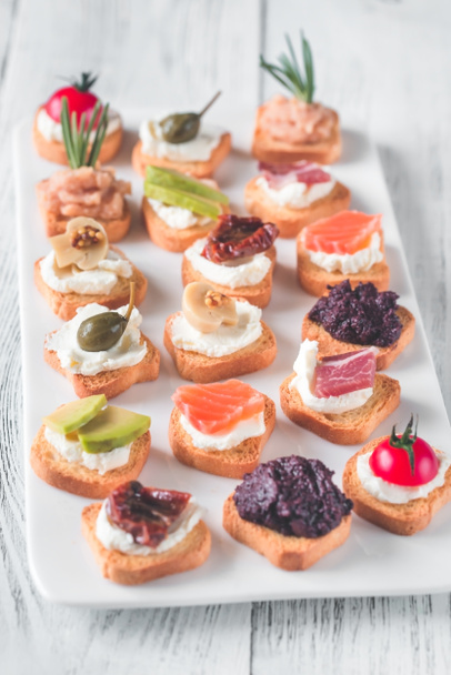 Crostini with different toppings - Photo, Image