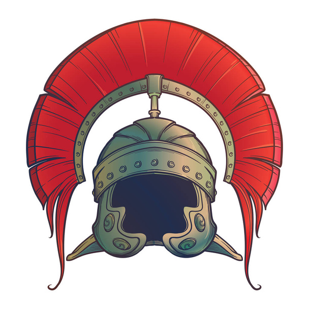 Galea. Imperial římská helma s hřeben obvykle nosí centurion. Pohled zepředu. - Vektor, obrázek