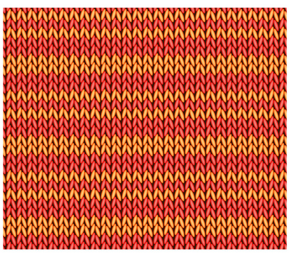 nahtlose Musterstrickgesichtsoberfläche mit roten und gelben Streifen. Vektor - Vektor, Bild