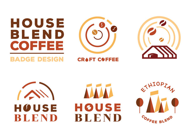カラフルなハウス ブレンド コーヒー バッジ デザイン ベクトル図 - ベクター画像