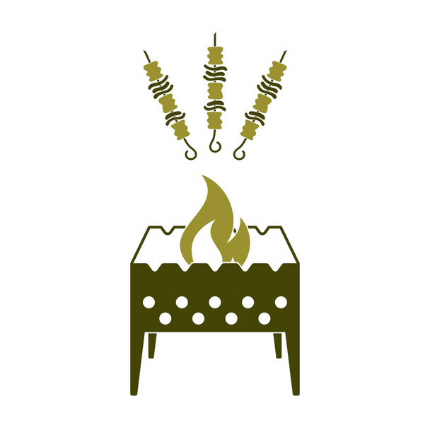 Grill Brazier avec icône de kebab. Illustration vectorielle
 - Vecteur, image