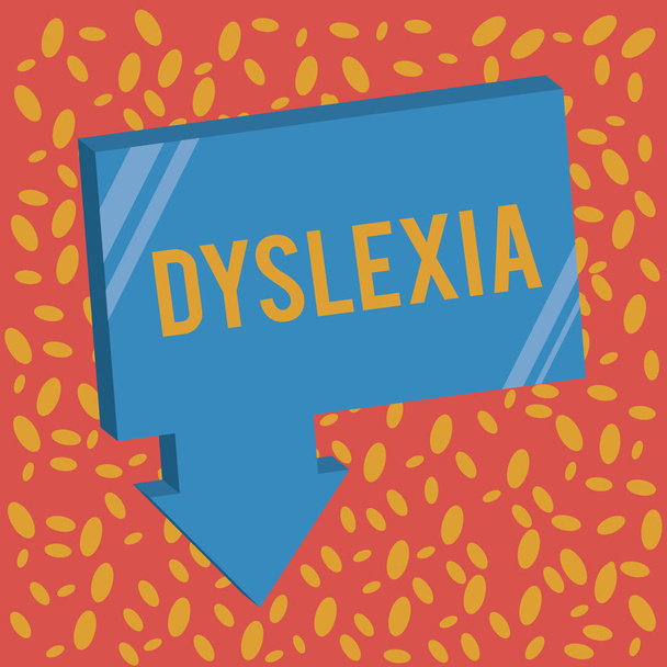 Schrijven van notitie weergegeven: dyslexie. Zakelijke foto presentatie van aandoeningen die betrekking hebben op problemen bij het leren lezen en verbeteren - Foto, afbeelding