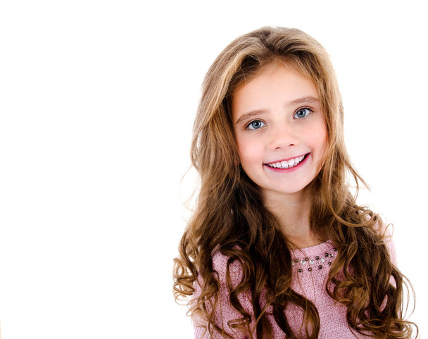 Portrait d'adorable petite fille souriante isolée sur un blanc
 - Photo, image